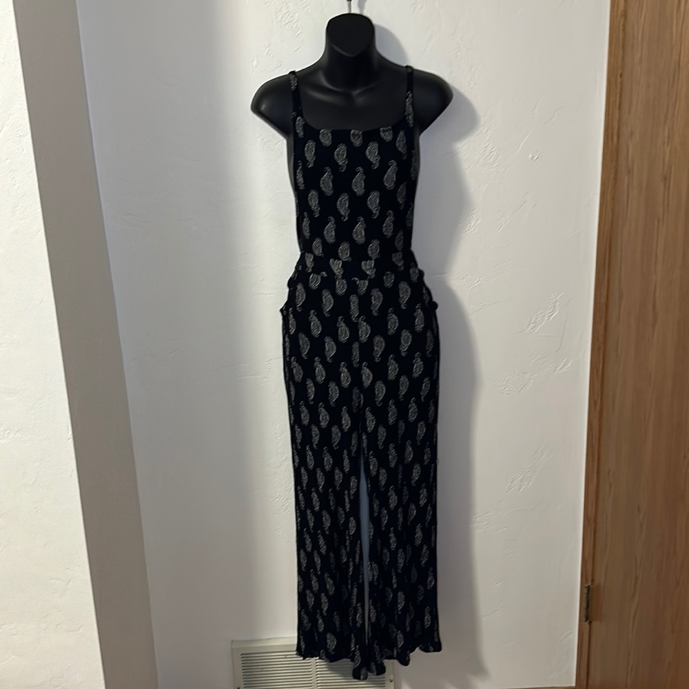 Earthbound b&w paisley overalls size XL